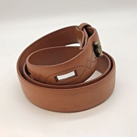 Styled for PARIS by Nicholas di Giovanni Brown Saddle Leather Belt Men's 34 - Picture 3 of 10